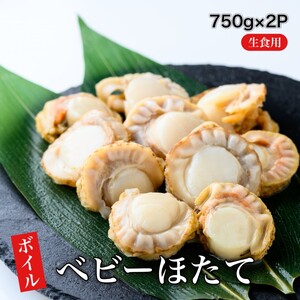 [道水]ボイルベビーホタテ(生食用)1.5kg(750g×2袋) プロトン凍結 北海道直送_HD108-015