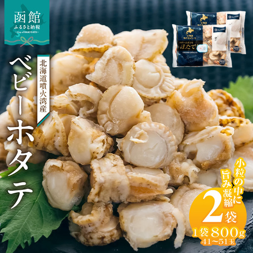 北海道噴火湾産　ベビーホタテ1600g 帆立 ボイル 急速冷凍 函館市_HD117-047