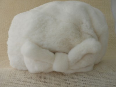 プラクトミンク ベレー帽(リボン付き)ホワイト_HD026-009