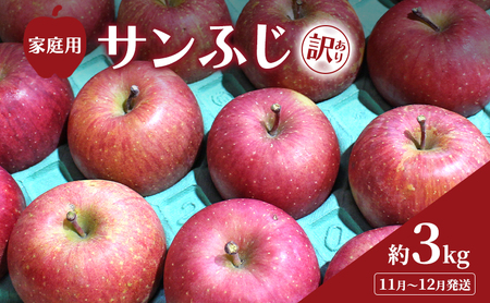 11月〜12月発送 家庭用 訳あり サンふじ 約 3kg りんご リンゴ 林檎 果物 フルーツ わけあり 青森