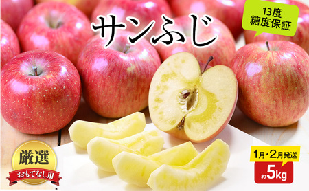 りんご [1月・2月発送] 糖度13度以上 おもてなし用 家庭用 サンふじ 約 5kg [ 青森りんご 果物 フルーツ デザート 食後 青森県産 産地直送 贈り物 ]