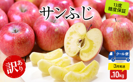 りんご [3月クール便発送]糖度13度以上 訳あり品 家庭用 サンふじ約10kg[ 青森りんご 果物 フルーツ デザート 食後 青森県産 産地直送 贈り物 ]