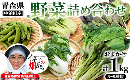 イネ子の季節の野菜詰め合わせ 約1kgセット [イネ子の畑から] 旬の野菜 旬野菜 旬 新鮮 食品 グルメ 詰め合わせ 冷蔵 ファーマーズマーケット 野菜 美味しい 甘い サラダ おすすめ 中泊町 青森 F6N-356