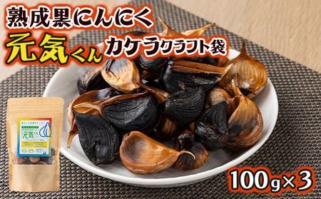 元気くんカケラクラフト袋(100g×3)[黒にんにく にんにく ガーリック 詰め合わせ 個包装 贈り物 贈答 ギフト のし 熨斗 東北 青森 七戸町][02402-0329]