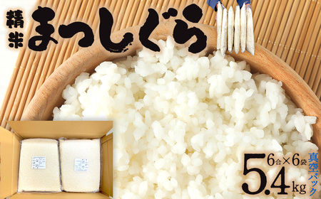[便利な小分け真空パック!]精米 まっしぐら:6合(900g)×6P/計5.4kg [02402-0484]