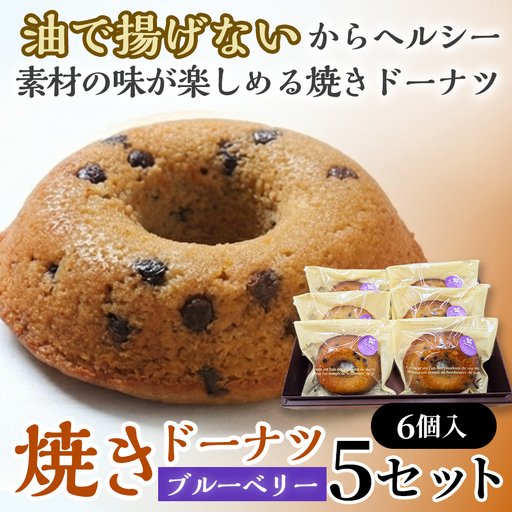 焼きドーナツ（ブルーベリー）6個入り×5セット【お菓子 おかし 焼き菓子 個包装 化粧箱 スイーツ デザート おやつ 手土産 ギフト 贈り物 青森県 七戸町】【02402-0610】