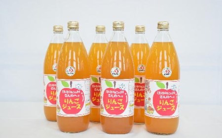 りんごジュース（ストレート）1L×6本【11ぴきのねこラベル】【丸末農業生産(株)】