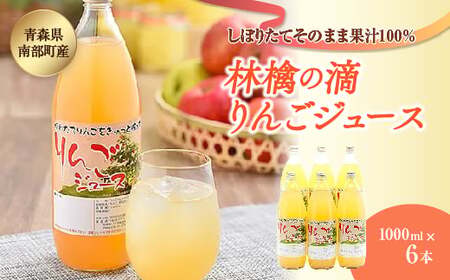 りんごジュース 林檎の滴 1000ml×6本セット[なんぶ農援] 青森りんご 青森県産 果汁100% ジュース フルーツ 青森 県産 南部町 ストレート 生ジュース 1L 1l 林檎 リンゴ アップルジュース 無添加 りんご 果汁飲料 飲料 F2U-006