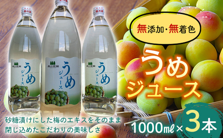うめジュース (1000ml瓶×3本) [森の菜園] フルーツ王国 梅 ウメ うめ うめジュース ウメジュース 梅ジュース 青森 南部町 三戸 南部 1L 1? 豊後梅 セット ジュース 果汁飲料 飲料 F21U-196