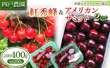 [農家直送] さくらんぼ 紅秀峰&アメリカンサミット 2パックセット バラ詰め 約200g×2 [四戸農園] 小分け F21U-314