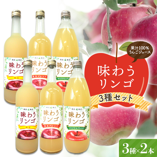味わうりんご りんごジュース 3種セット 各2本セット [荒谷商店] リンゴジュース ジュース 100% 青森りんご リンゴ 林檎 果物 くだもの 青森県 南部町 F21U-684