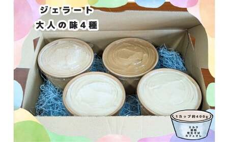 [厳選ジェラート]大人の味4種セット(ミルク、酒粕、早生そば、カフェオレ)