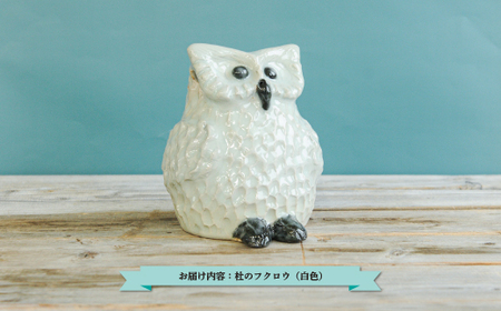 三笠市陶芸クラブの杜のフクロウ(白色)[24019]