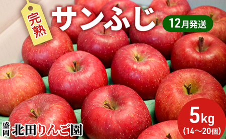先行予約[12月発送]盛岡 北田りんご園 完熟サンふじ 約5kg(14〜20玉) 果物類 フルーツ デザート 果汁 甘い 酸味 バランス