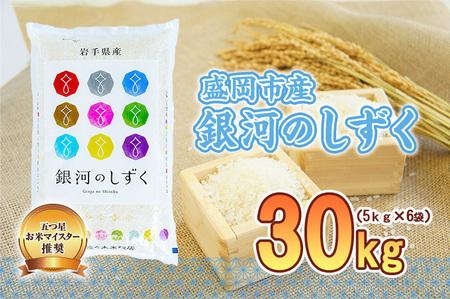 佐々木米穀店 米 五つ星お米マイスター推奨  銀河のしずく 30kg (5kg×6袋)  岩手 盛岡市産 お米 白米 精米 ご飯 ブランド米 新米 令和6年産 産地直送 送料無料 コメ こめ おこめ 令和6年 2024年 岩手県 盛岡 盛岡市