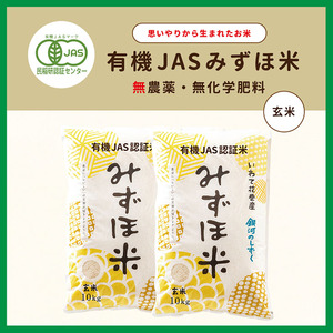 有機JASみずほ米 銀河のしずく 玄米 20kg (10kg×2袋) 【1998】
