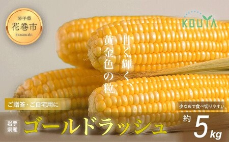 [先行予約]岩手県産 耕野のとうもろこし「ゴールドラッシュ」約5kg(10〜15本) [1895]