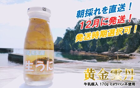 「指定日OK!お歳暮仕様」久慈市麦生産「黄金雲丹」170g(牛乳瓶入り 生うに)