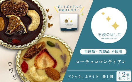 ローチョコマンディアン ブラック & ホワイト 2個セット ロースイーツ 冷凍 チョコレート ナチュラル ヘルシー ヴィーガン スイーツ ベジタリアン 有機 [天使のはしご] / 岩手県 遠野市