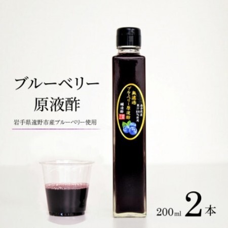 【無濾過】ブルーベリー原液酢 200ml 2本 道の奥ファーム【1476672】