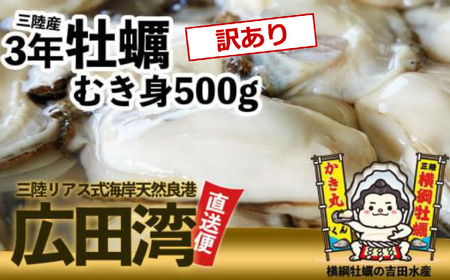 [訳あり]横綱牡蠣!吉田水産のむき身牡蠣500g [規格外/不揃い][ 牡蠣 かき 食べ比べ 冷蔵 三陸 リアス海岸 広田湾 3年牡蠣 ]RT2295