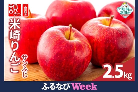 [ふるなびWEEK対象] 先行予約 訳あり 米崎りんご 品種:サンふじ 2.5kg 陸前高田市産 JA共選 [ ご家庭用 数量限定 リンゴ 林檎 りんご アップル 岩手 陸前高田 産地直送 新鮮 ]12月上旬から発送予定 RT2935 FN-Limited
