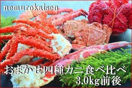 おまかせ4種のカニ食べ比べ(計3kg前後)