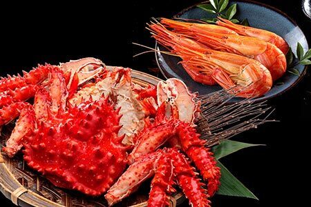 【北海道根室産】北海しまえび300g×1P・花咲がに650g前後×1尾 B-48022