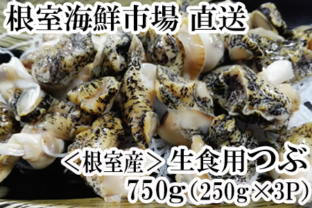 【北海道根室産】根室海鮮市場[直送]生食用灯台つぶ250g×3P(計750g) A-28123