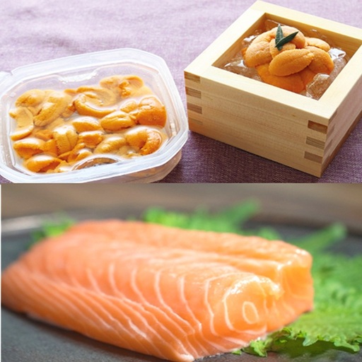 エゾバフンウニ塩水パック150g×1P、お刺身サーモン300g〜500g(1〜3本)[11月下旬以降発送]