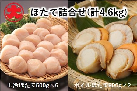 [北海道根室産]玉冷ほたて500g×6P、ボイルほたて800g×2P(計4.6kg)