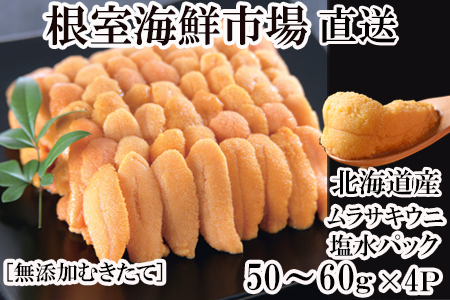 無添加むきたてムラサキウニ塩水パック50～60g×4P[5月下旬以降発送] B-14070