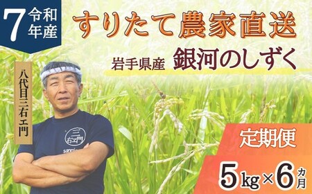 [偶数月6回定期便] 岩手県産 銀河のしずく 乾式無洗米 5kg 合計30kg 三右エ門こだわりのお米 [2025年10月以降順次発送予定] / お米 米 コメ ご飯 白米 ごはん こめ 精米 ブランド米 二戸市