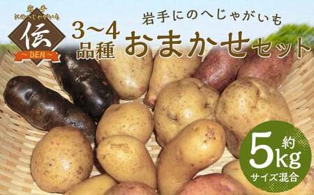 [厳選品]岩手にのへじゃがいも「伝」3〜4種 品種おまかせ (サイズ混合) 5kg [2026年9月中旬から2027年2月下旬発送予定]/ジャガイモ じゃがいも 芋 イモ ポテト 野菜 お取り寄せ 農家 産地直送 食べ比べ