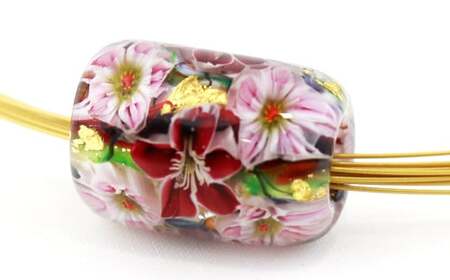 [ 南部花とんぼ玉 ] ネックレス ( 赤花×白花 ) / とんぼ玉 アクセサリー ネックレス 一つだけ オンリーワン 蜻蛉玉 ガラス細工 工芸品 和装 プレゼント ギフト 贈り物 誕生日 和服 かわいい 可愛い おしゃれ ファッション雑貨 キレイ きれい 綺麗 女性 彼女