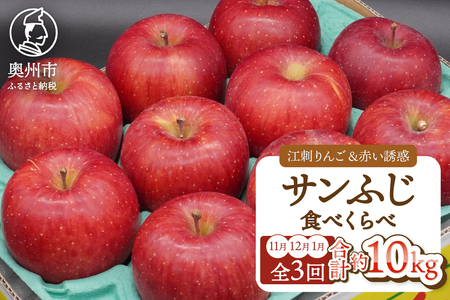 [定期便] 奥州市りんご3か月定期便 奥州市産「サンふじ」 11月〜翌年1月お届け 奥州市 りんご 3か月定期便 奥州市産 「サンふじ」 11月 江刺 12月 赤い誘惑 1月 江刺 [AQ097]