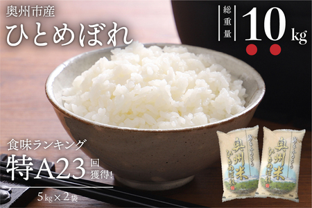 奥州米ひとめぼれ10kg(5kg×2袋) 令和5年産 岩手県奥州市産[U0063]