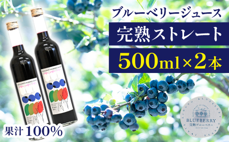 ブルーベリージュース [500ml 2本セット] ストレート果汁100% [岩手林業] / ブルーベリー フルーツジュース くだもの 果物