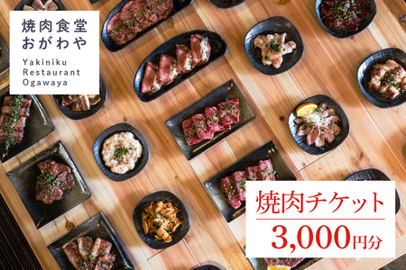 おがわや焼肉チケット 3000円分