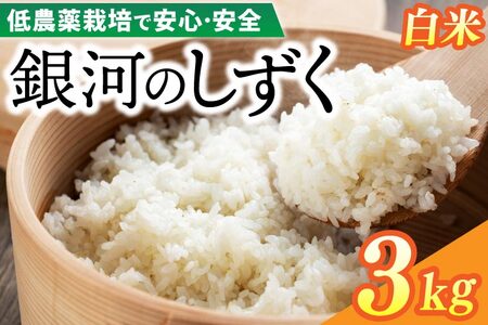 [新米]令和6年産 銀河のしずく 3kg (精米) 低農薬栽培米 生産者直送