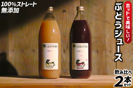 ＼ホッとな飲み比べ/ホッとキャンベル & ホッとナイアガラのセット (EQ001) 無添加ぶどうジュース ホット ホットワイン あったかい 濃厚 冬におすすめ 紫波町