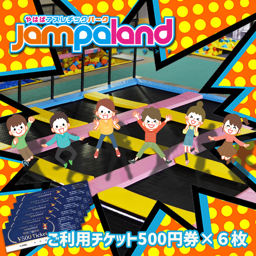 大人から子どもまで本気で遊べる！やはばアスレチックパークjampaland(ジャンパランド)利用券　500円券×6枚/アスレチックパーク jampaland ジャンパランド トランポリン スポンジピット ボルダリング スラックライン バトルビーム チケット 回数券 矢巾町