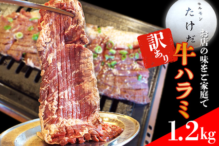 ホルモンたけだの看板メニュー『牛ハラミ』 1.2kg 訳あり