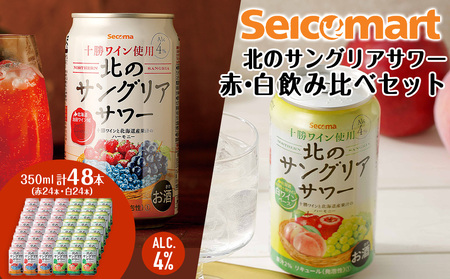 北の サングリアサワー赤 白 飲み比べ セット 計2箱 (1箱 350ml 24本) サングリア ワイン サワー 酒 セイコーマート セコマ Secoma 千歳 北海道