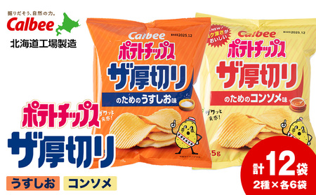 ポテトチップス ザ厚切りのための 2種セット うすしお6袋 コンソメ6袋 合計12袋 1箱