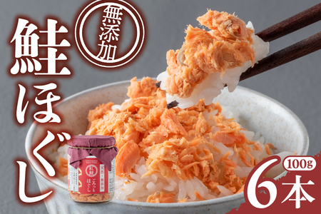 [定期便3ヶ月] 無添加 紅鮭ごろっとほぐし 600g (100g×6個)×3ヶ月 計18本 無着色 あらほぐし 子ども 瓶 小分け 紅鮭 しゃけ さけ 塩 天然 ふりかけ 手 セット 不使用 子供 防災 備蓄 非常食 簡単おかず k-pb-gh6-t3