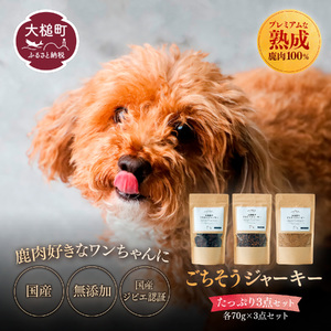 [初めてのワンちゃんに]オイシクテ・大槌鹿のごちそうジャーキー大袋3点セット 岩手県産鹿肉100% 犬 いぬ おやつ ジャーキー チップス 鹿肉 ベニソン しつけ ご褒美 ジビエ 高たんぱく 低脂質 ヘルシー ダイエット ペットフード ドッグフード グレインフリー