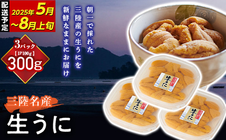 ≪2025年先行予約≫ 長根水産の生うに100g 3パック [令和7年 4月下旬〜8月上旬配送予定][配送日指定不可] [沖縄・離島配送不可]三陸山田 山田町 牛乳瓶 海産品 無添加 ミョウバン不使用 雲丹 海栗 YD-709