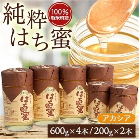 【100%軽米町産】天然ハチミツセット(アカシア蜜の600g4本と200g2本)_はちみつはちみつはちみつはちみつはちみつ_【配送不可地域：離島・沖縄県】【1070550】