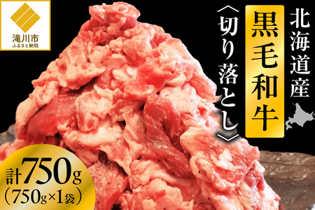 [訳あり]北海道産 黒毛和牛すじ切り落とし 750g×1袋|北海道 国産 黒毛和牛 切り落とし 国産牛 お肉 牛肉 切落し 冷凍 小分け パック お取り寄せ 贅沢 おすすめ 送料無料 滝川市